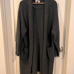 Universal Thread Charcoal Long Open-Front Ribbed Cardigan